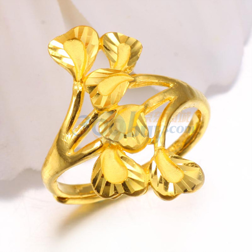 萃华金店 千足金黄金精品戒指 爱情树4.82g 价