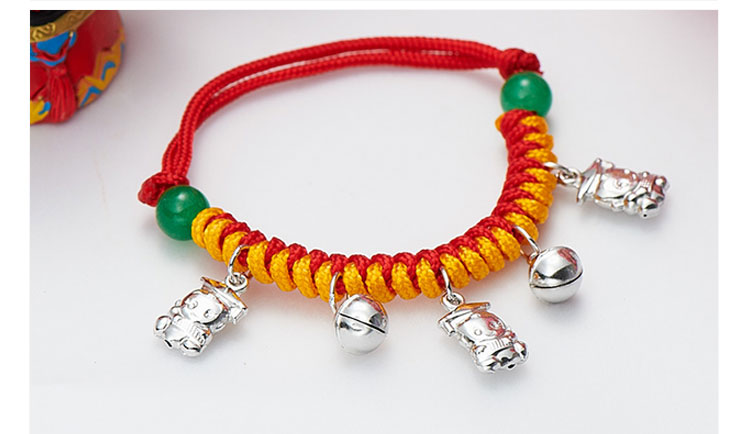凤禧 聪明一休响铃铛S925银宝宝如意手链 价格