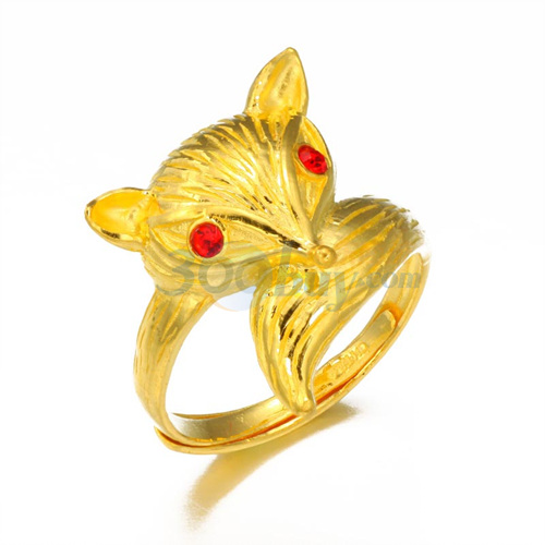 萃华金店 千足金黄金精品戒指 小狸猫 7.51g 价