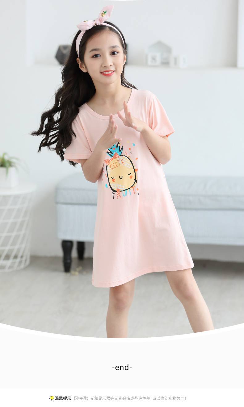 浪莎顶呱呱同款女童睡裙夏纯棉夏季公主风薄款大童小女孩12连衣裙15岁