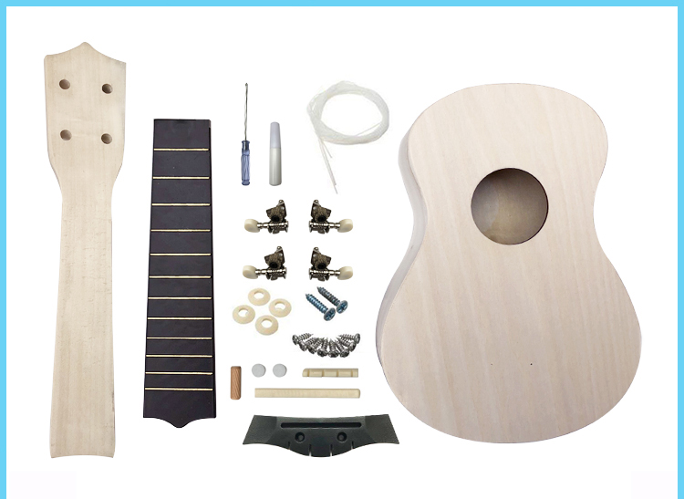 尤克里里diy组装手绘图案彩绘材料包配件手工制作木制自制小吉他 23寸