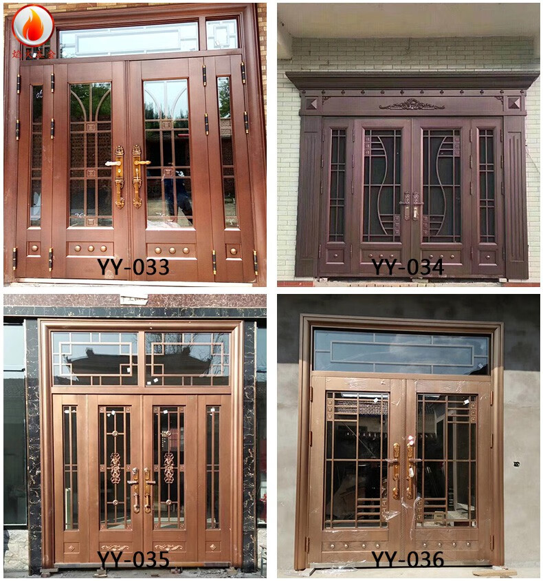 大门双开门别墅对开门乡村家用不锈钢入户锌合金农村自建房铜门 每