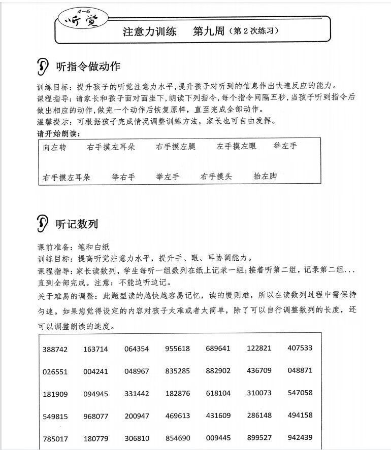 林中鸟注意力训练系列专注力训练410岁小学生42天专注力视觉听觉家庭