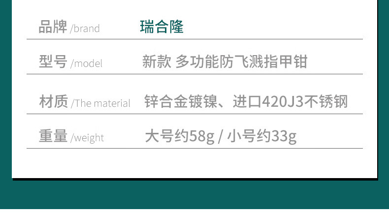 简潜(JIANQIAN) 不锈钢指甲刀防飞溅平口指甲剪指甲钳 大号/经典灰【升级款/防飞溅指甲刀】