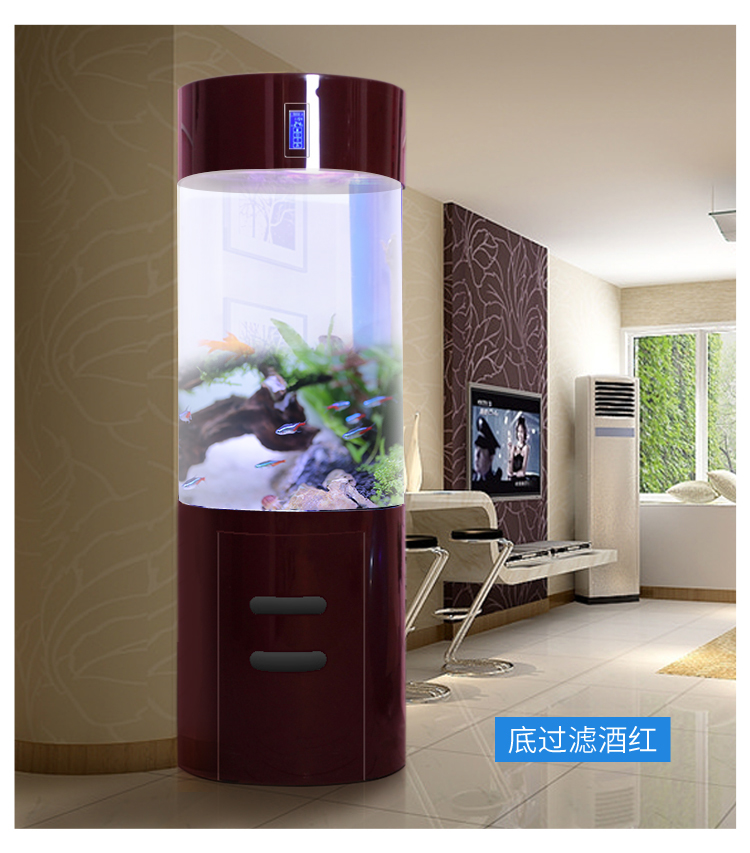 亚克力圆柱金鱼缸水族箱免换水客厅家用中小型创意生态鱼缸直径60cm下