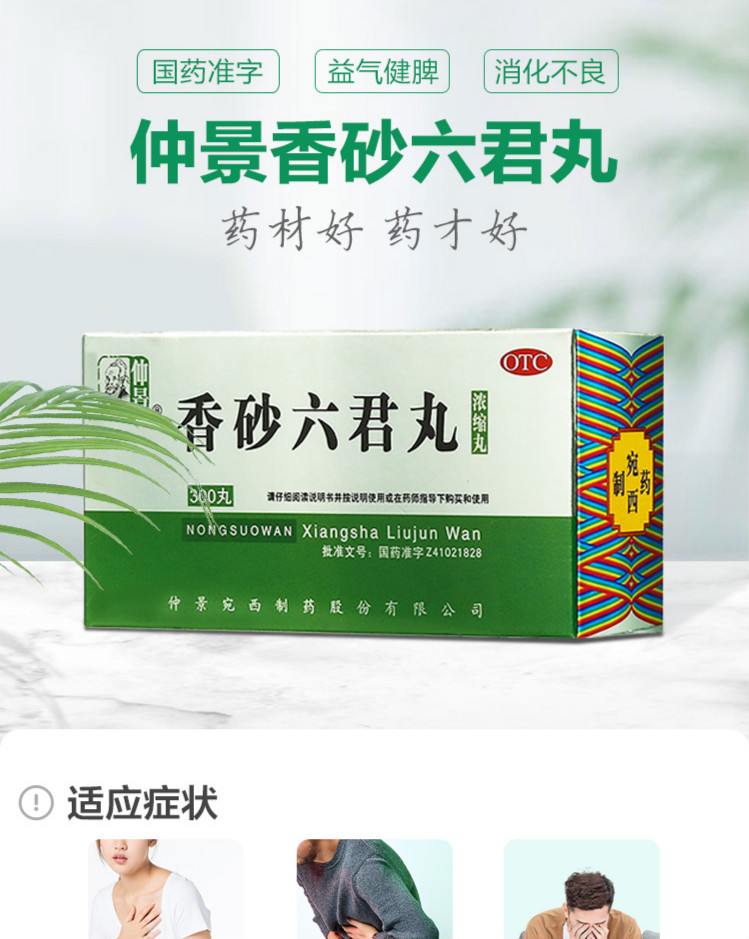 仲景香砂六君丸300丸 浓缩丸 1盒装