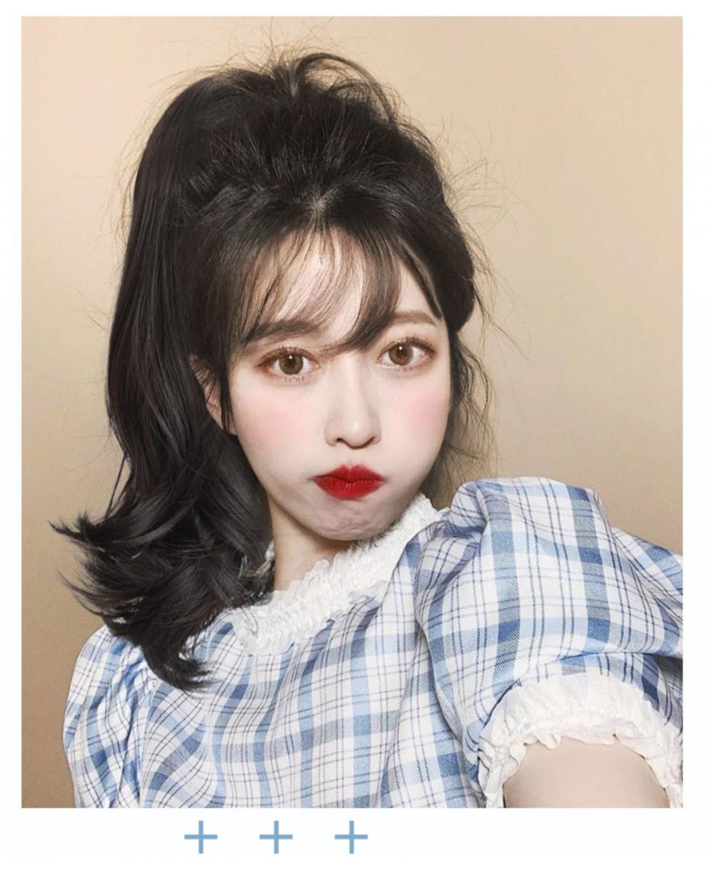 假发女长发抓夹马尾卷发大波浪自然捆绑式高马尾气质长卷发假发片 浅