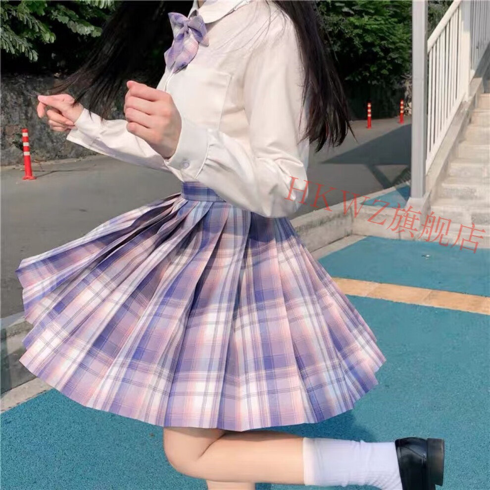 jk制服套装学院风裙原创春秋百褶百皱百折裙短裙全套半生裙群子套装格