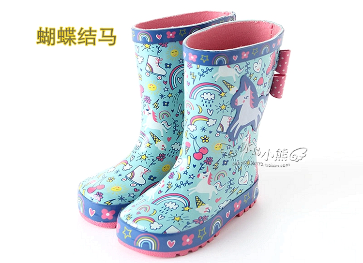 韩流可爱时尚瑕疵出口超软防滑橡胶儿童雨鞋卡通女童女宝雨靴幼儿学生