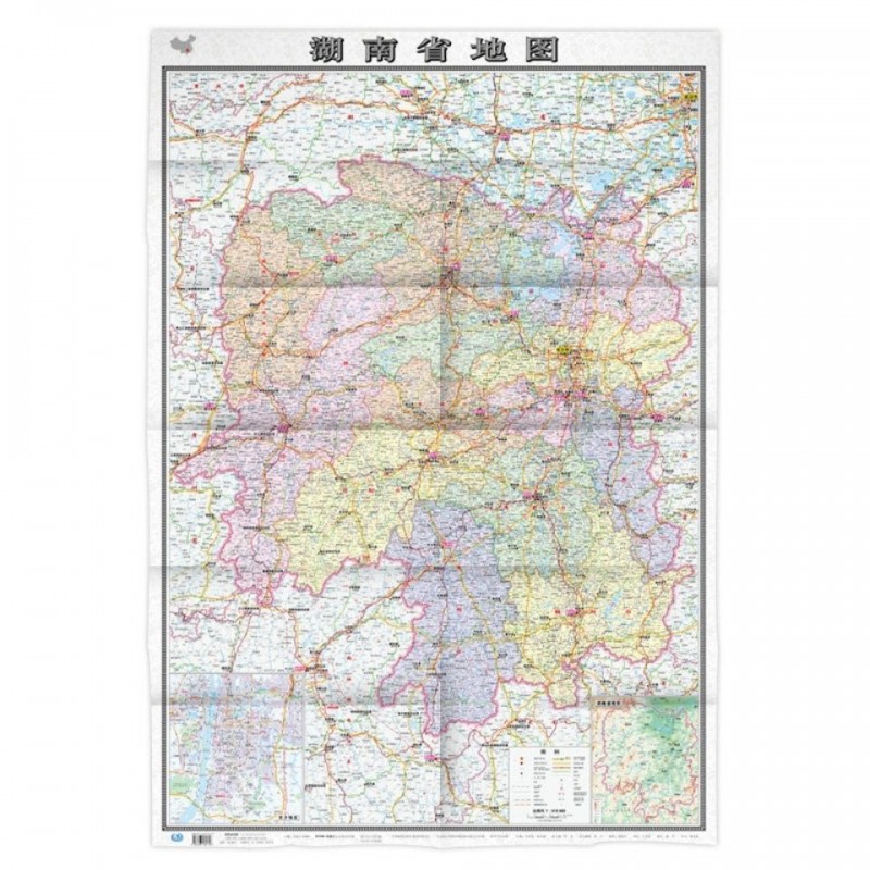 2019新版湖南省地图中国分省地图大比例尺行政区划折叠便携带地图