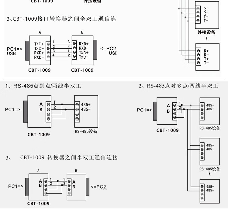 usb转485转换器接线图,usb转485接线图 光电隔离usb转rs485转换器工业级usb转232串口422舟正科技cbt1009pl