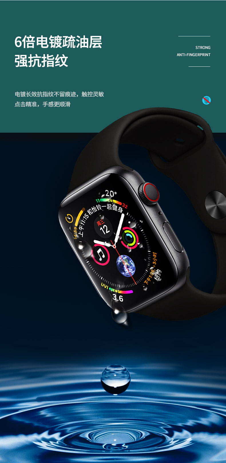 适配iwatch67膜applewatch5钢化膜苹果3代s6s7手表膜se水凝2全屏贴app