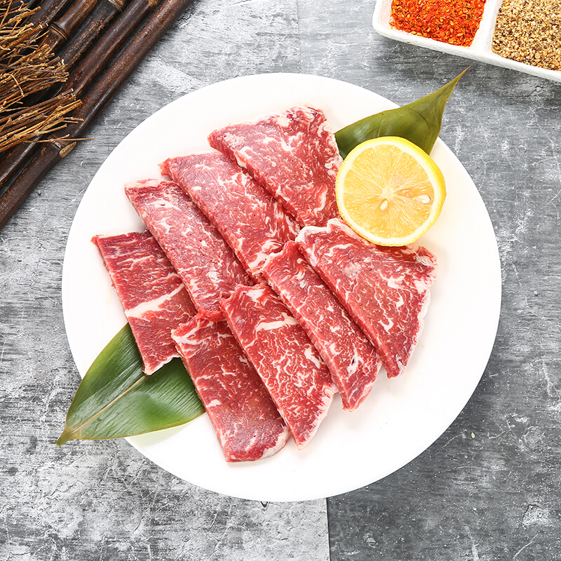 安格斯腹心肉牛肉片韩国谷饲烤肉食材新鲜护心肉250g
