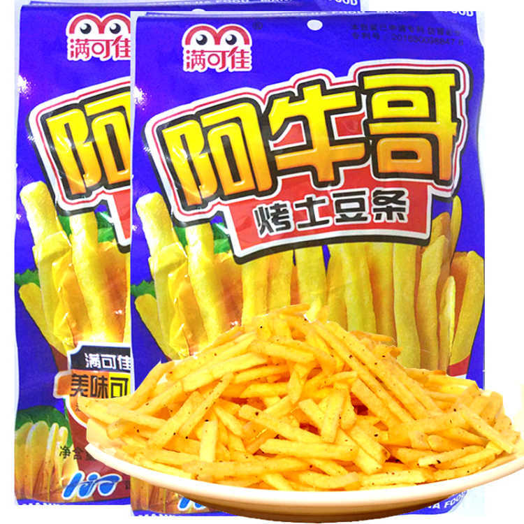 满可佳阿牛哥烤土豆条番茄辣味薯条80后怀旧膨化食品休闲零食23g冰爽