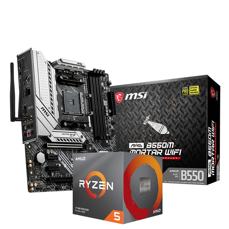 微星b450m迫击炮max,b450m迫击炮 m主板cpu套装微星b450mmortarmax迫击炮主板r75700g核显散热板u套装