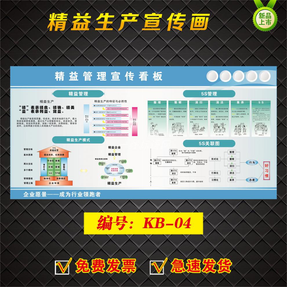 私弦新款公司精益生产宣传画定制车间管理看板宣传栏企业公告栏海报贴