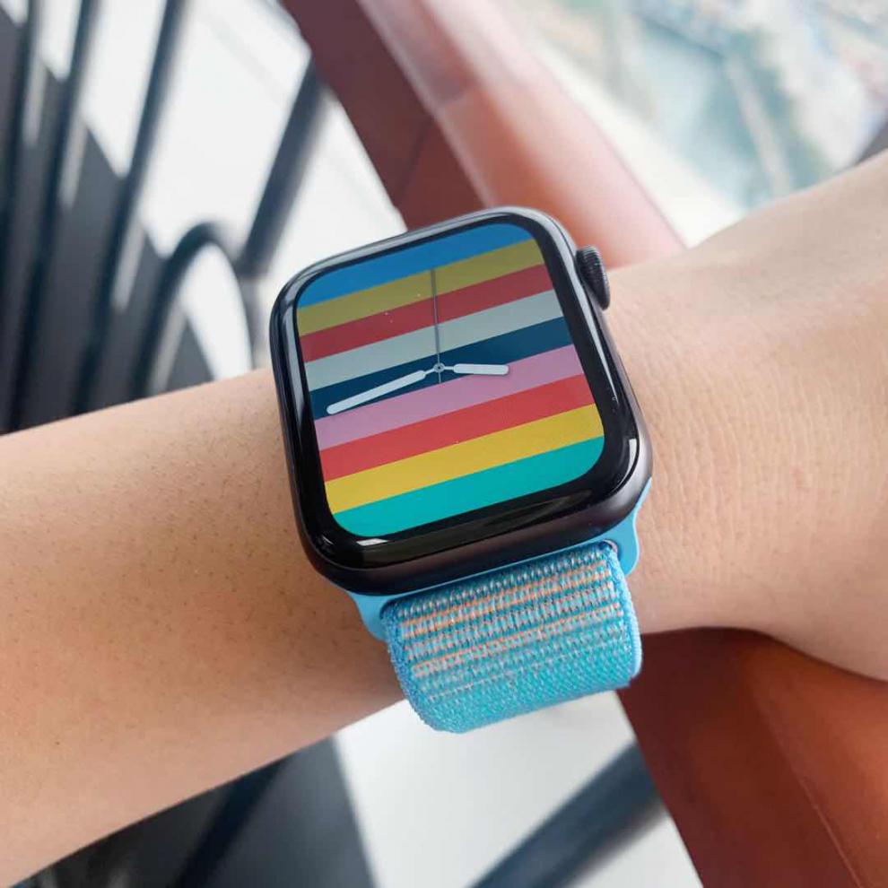 applewatch尼龙表带,applewatch表带 猫牙applewatch6表带苹果智能手表尼龙运动回环彩虹iwatch5/4表带原装