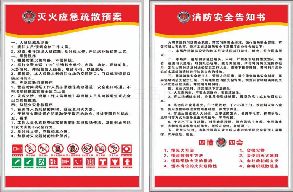 消防安全制度牌消防安全管理制度应急预案提示警示牌超市物业医院工厂