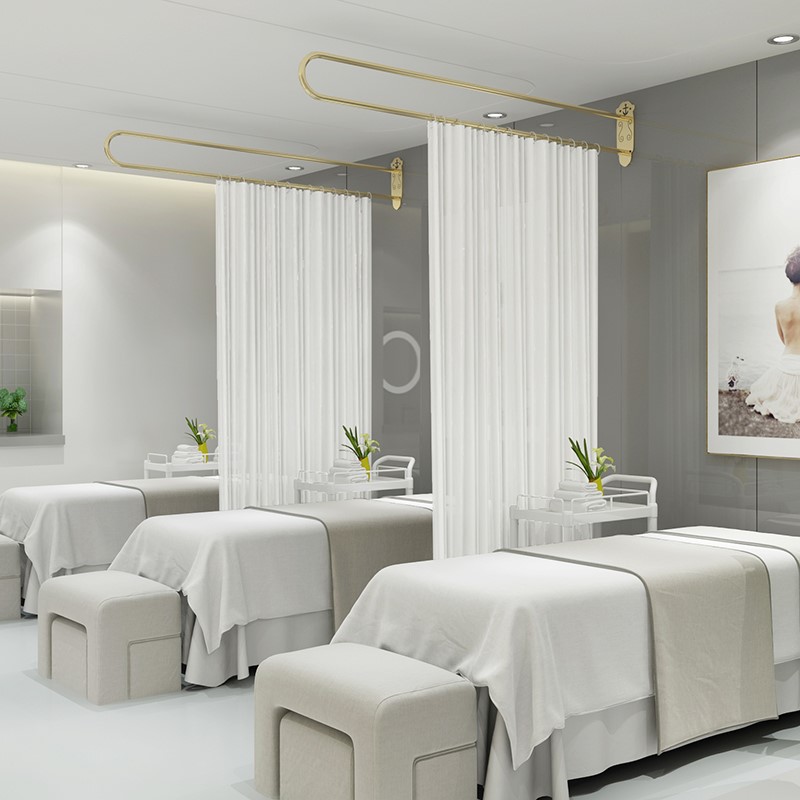 苏墨 美容院专用隔帘欧式窗帘粉色卧室半截隔断帘养生