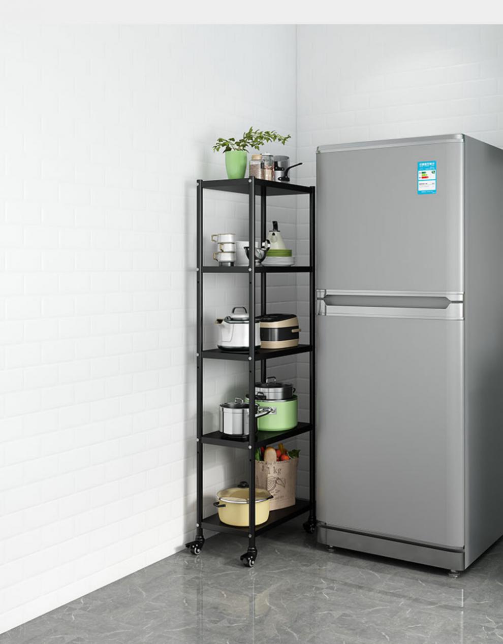 冰箱侧面置物架不锈钢厨房置物架冰箱侧夹缝隙收纳可移动小型超窄20cm