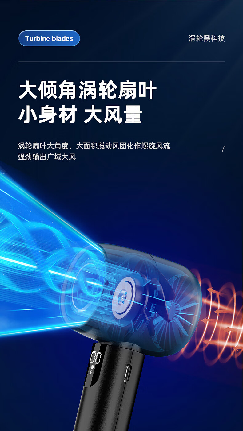 7，對伴2024新款高速渦輪手持風扇 usb迷你便攜式可充電學生桌麪小電風扇 雪峰白 普通版8500轉【2000Mah】送香燻片＋掛繩