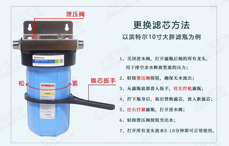 pentairpentekbigblue滨特尔大胖蓝瓶pp复合颗粒活性炭滤芯20寸大胖