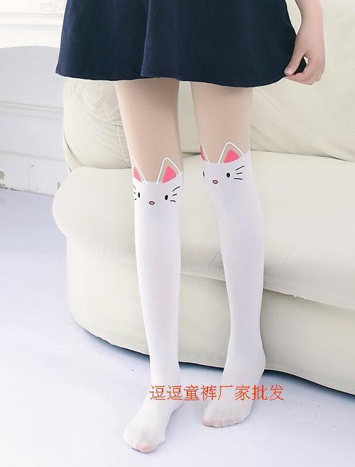 鲨童连裤袜春秋款白色拼接女童丝袜打底袜裤夏薄款小女孩裤袜子拼接
