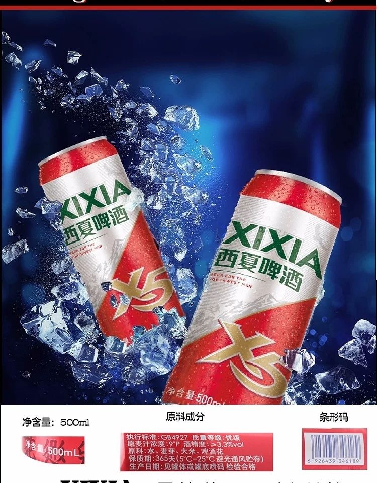 西夏啤酒 宁夏西夏啤酒夺命大x5嘉士伯下熟黄银川产啤酒乌苏同厂 整箱