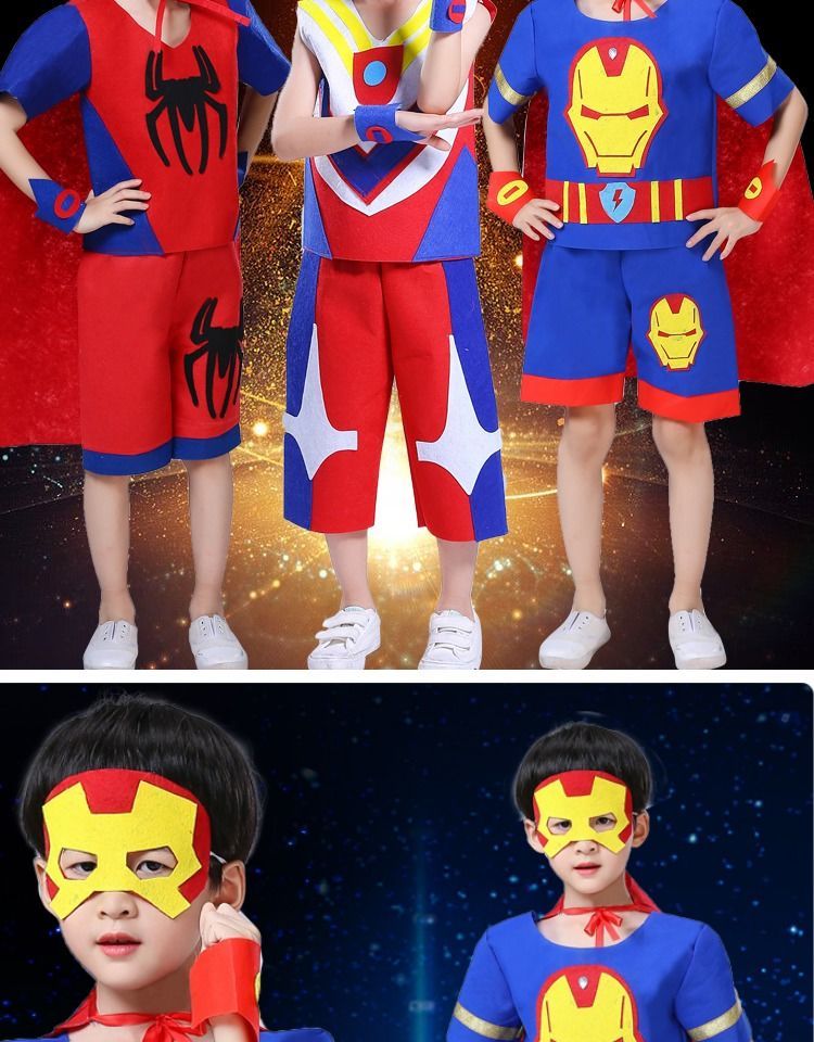 环保服装儿童时装秀男孩奥特曼幼儿园亲子走秀服手工diy制作奥特曼100