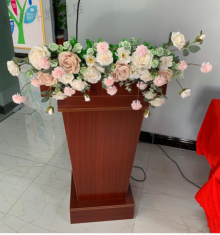 讲台花假花仿真会议桌花下垂花挂式演讲台花束主席台花收银接待花艺