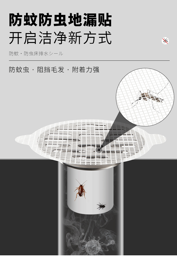 imakara日本浴室卫生间下水道毛发一次性地漏贴洗碗洗菜池厨房水池水槽过滤网用品防虫防臭 升级款-方形10片装【 粘性好 不留胶 】