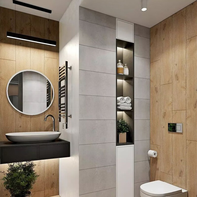新款欧式卫生间嵌入式壁龛壁龛浴室嵌入式定制不锈钢隔板灯带时尚卫生