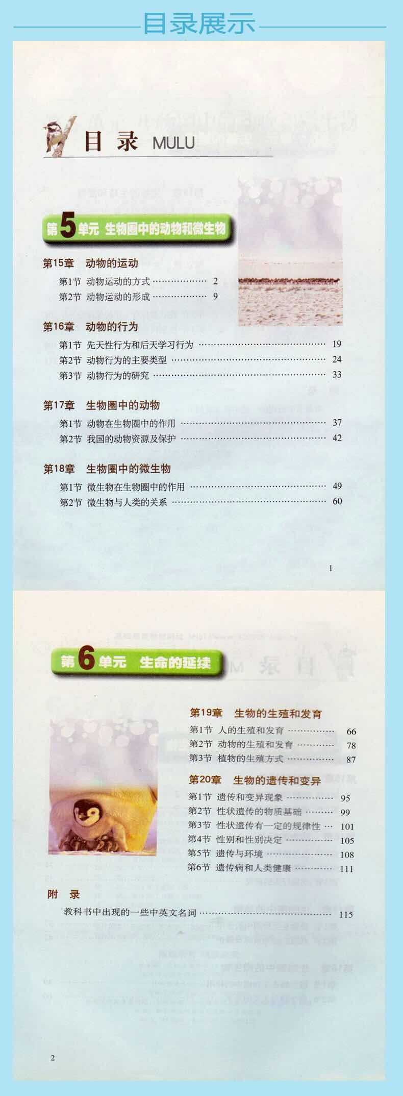 北师大版八年级上册生物书北师大版生物学八年级上册课本教材北京师范