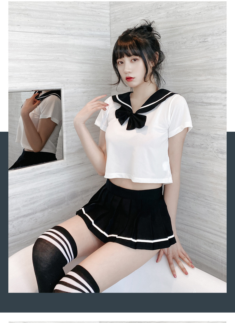 新款性感内衣情趣性感学生装cosplay蝴蝶水手服短款套装允冠足球袜