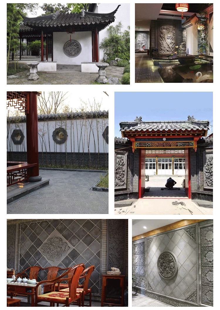 圆形福字砖雕中式古建照壁仿古浮雕影壁墙庭院大门围墙装饰四合院五福