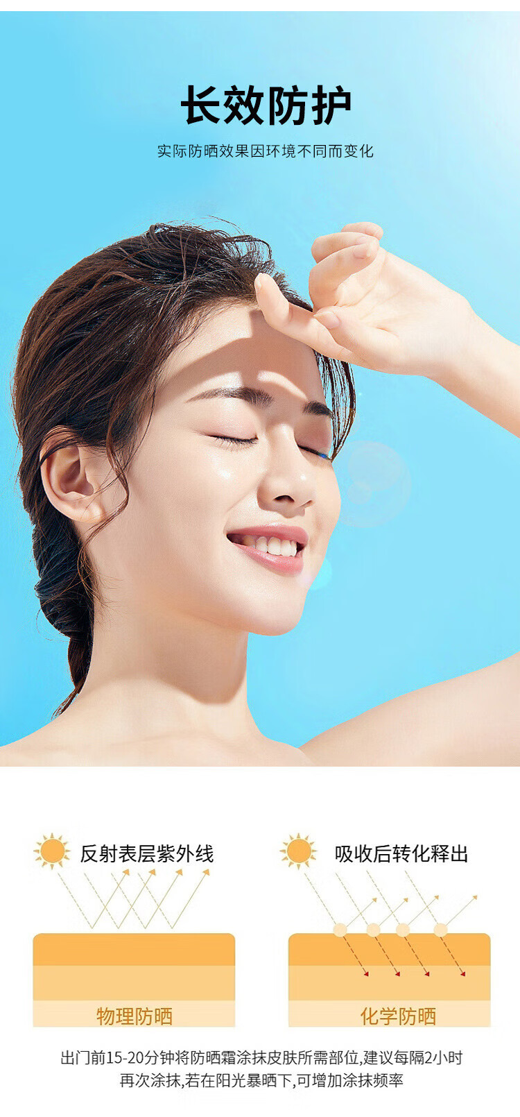 魅克拉防晒霜SPF50PA+++清爽不油腻不假白提亮伪素颜军训防水防汗旗舰 一支装【升级款】
