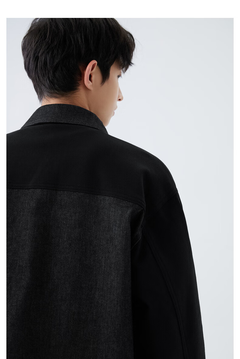 Мужская джинсовая куртка Gxg.jeans, осень 2024, новинка, с лацканами, в стиле пэчворк, черная, размер XXL (185)