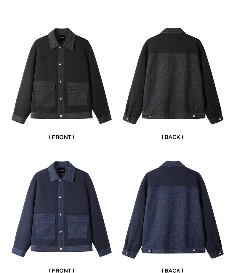 Мужская джинсовая куртка Gxg.jeans, осень 2024, новинка, с лацканами, в стиле пэчворк, черная, размер XXL (185)