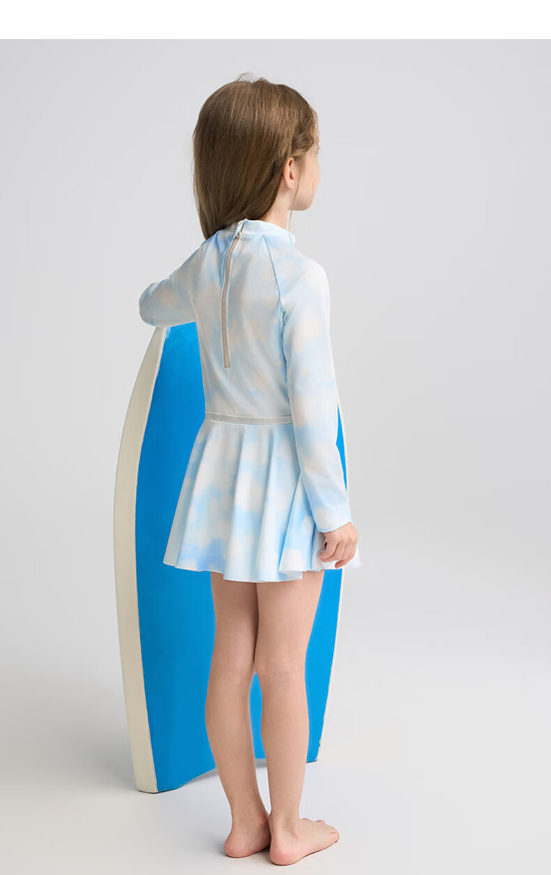 Комплект для девочки AIMER KIDS, купальник с длинным рукавом и юбкой, для пляжного отдыха, Hazy Glow, размер 130