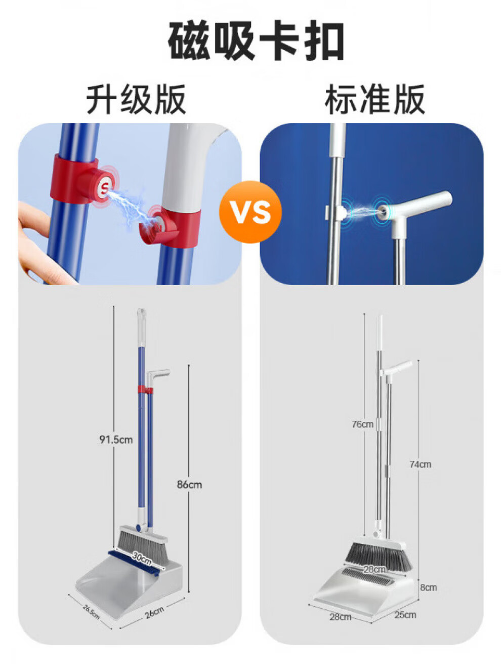 宝家洁扫把簸箕套装家用磁吸折叠扫帚组合扫地笤帚垃圾铲软毛头发 新一代磁吸套装+刮水器+地板刷 1把 商品详情图 17