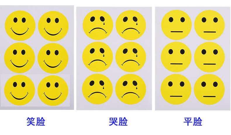 可爱笑脸贴纸 表情活动道具奖励惩罚 不干胶装饰贴 (哭脸小号)1包