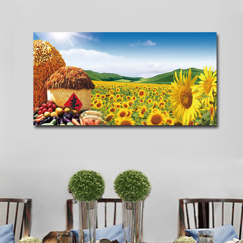 五谷丰登装饰画丰收挂画餐厅画五谷丰登装饰画五谷餐厅画横式丰收图