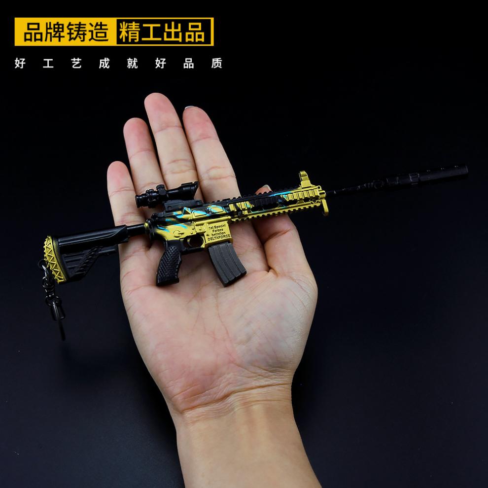 舒绋 和平精英影袭98k黄金龙骨awm吃鸡枪钥匙扣m24平底锅模型 金羽