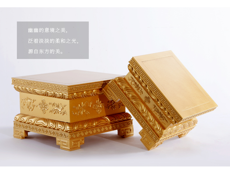 观音菩萨财神爷佛像底座实木质加高家用供奉台莲花台供佛摆件垫高金色