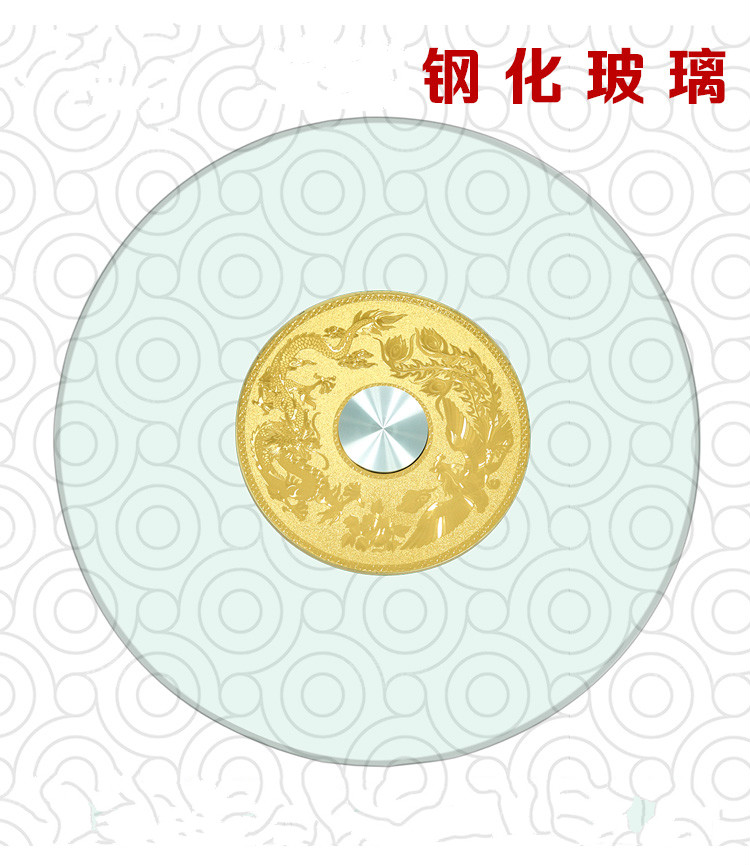餐桌转盘圆桌钢化玻璃家用酒店餐厅大圆桌旋转饭桌圆台面玻璃转盘底座圆盘桌子转盘 金沙-直径80cm-厚度10mm 官方标配