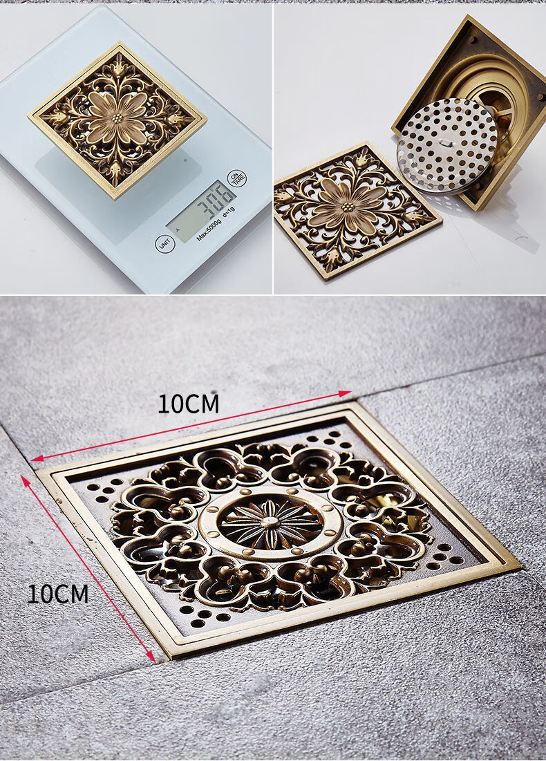 德房家地漏仿古地漏防虫防臭神器下水管道卫生间厨房浴室洗衣机双用铜