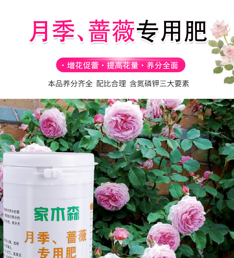 家木森月季蔷薇玫瑰花爬藤专用营养肥料玫催花肥料长效开花蔷薇科植物通用有机营养颗粒肥月季 蔷薇专用肥335克 图片价格品牌报价 京东