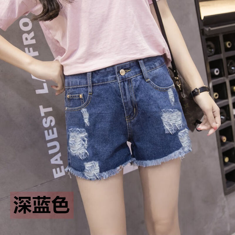 牛仔裤女夏季新款牛仔短裤女夏学生宽松韩版高腰阔腿破洞显瘦新款不