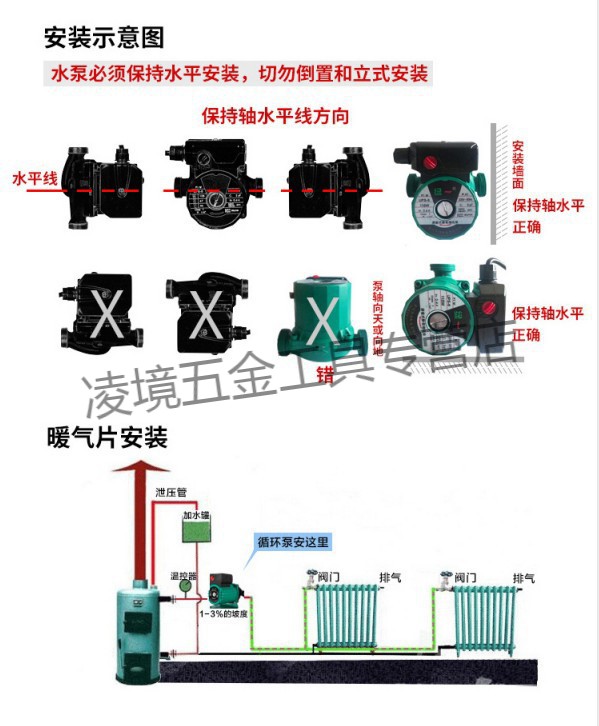 暖气循环泵屏蔽泵地暖地热回水管道增压水泵 325w三档调速不锈钢叶轮1