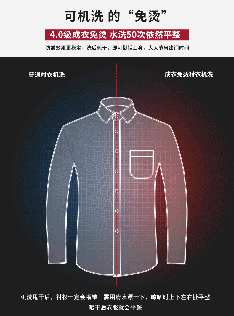 0级 dp成衣免烫男士衬衫长袖纯棉条纹衬衣男商务休闲 gb1823无口袋款